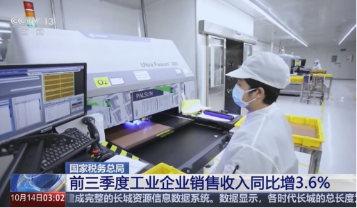 今年前三季度，全國(guó)工業(yè)企業(yè)銷售收入同比增長(zhǎng)3.6%